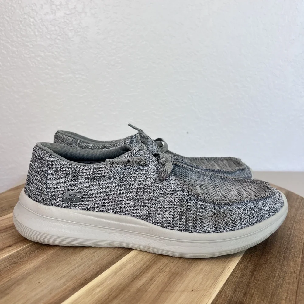 Skechers Melson Planon Shoes Mens 9 Gray Slip On Knit Slip On Comfort Casual